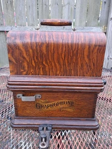 Antiguo estuche de roble Columbia grafófono calcomanías originales cilindro limpio BK? - Imagen 1 de 24