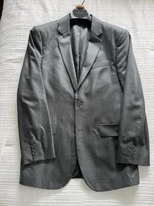 Men’s Express 100% Wool Suit, Grey Plaid, 38R - Picture 1 of 7