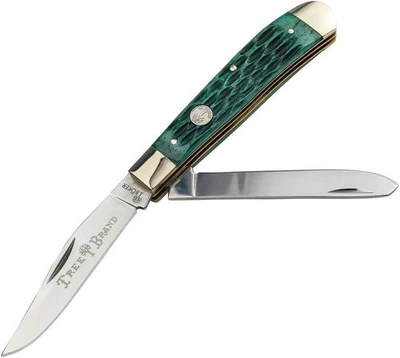 HEINR. BÖKER BAUMWERK GMBH Böker Boker Traditional Series 2.0 Green Jigged Bone Trapper Folding Knife USA