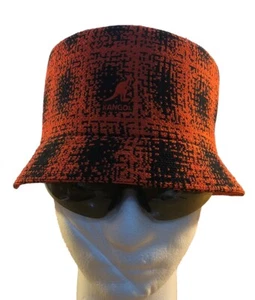 Kangol “Grunge” Plaid Bin Bucket Hat - Size Large. Black & Cherry. NEW. RRP £62. - Picture 1 of 21