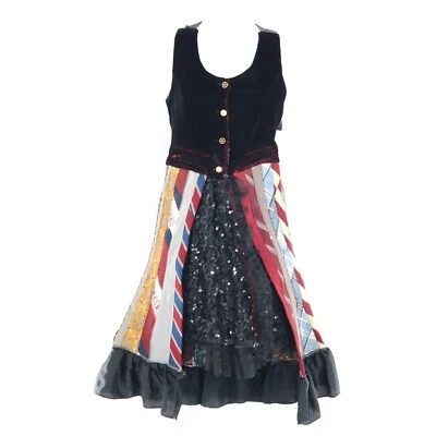 Vestido de lantejoulas vintage feminino XS preto Burningman fantasia cosplay festival - Imagem 1 de 4