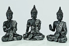 Buddha schwarz silber 10cm 3 Sorten Skulptur Kunstharz Deko Figur Feng Shui 