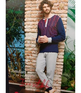 Lovable Pijama Hombre 3 Botones Manga Larga Interlock Algodón Puño - Imagen 1 de 1