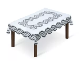 Mantel Rectangular Encaje Blanco/Gris Oro NUEVO 51"" x 71"" (130x180cm) Regalo X'mas - Imagen 1 de 1