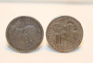 HAWAII KINGDOM 1883 Quarter Cufflinks Hawaiian Monarchy Jewelry King Kalakaua - Picture 1 of 2