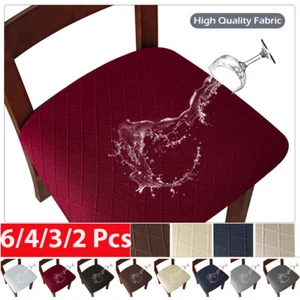 6X Home Dining Chair Seat Cover Waterproof Stretch Slipcovers Elastic Removabl - Bild 1 von 23