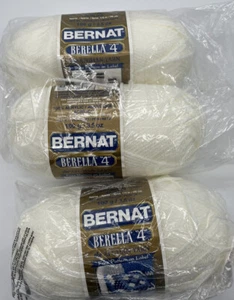 Bernat The Afghan Yarn "White" 3 Skeins #502 - Picture 1 of 4