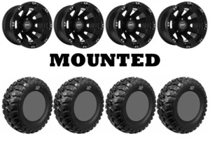 Kit 4 GBC Kanati Mongrel Tires 30x10-14 on Sedona Spyder Black Wheels VIK - Picture 1 of 5