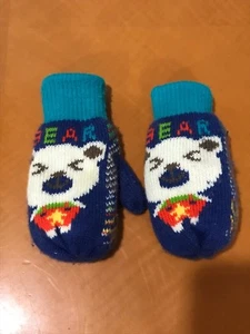 Baby Boys Toddlers Unbranded Blue "Bear" Mittens Gloves Size 5/6 - Picture 1 of 2
