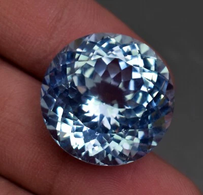 Natural Aquamarine Gemstone Top Faceted Round Cut 36.20 Ct Loose Gemstone Brazil - Image 1 of 4