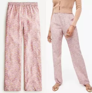 Pantalone J crew 100% seta spiaggia paisley stampa floreale pull on rosa nuovo 8 - Foto 1 di 13