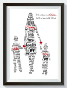 Personalised Mum Mummy Wife Sons A4 Word Art PRINT ONLY Mother's Day BIRTHDAY - Picture 1 of 1