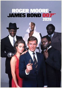 Wandkalender 2026 (12pg) JAMES BOND Vintage Roger Moore Spy Movie Poster 1520 - Bild 1 von 2