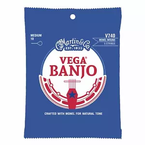 Martin V740 Vega Monel Wound 5-String Banjo Strings, Medium - Picture 1 of 2