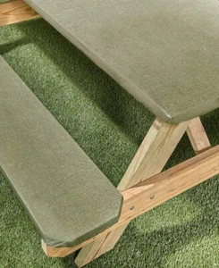Elastic Stretch Picnic Table Cover with Seat Covers - Dark Green - 3 Pieces - Picture 1 of 3