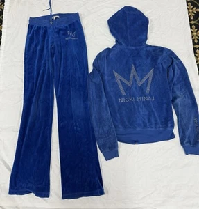 Vintage Nicki Minaj Blue Velour Tracksuit Sweat Suit Size Small RARE! - Picture 1 of 8