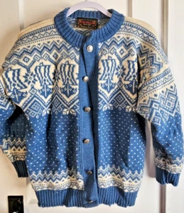 Vtg Devold ski sweater cardigan Norway made pure 100%new wool Sz Small - Picture 1 of 11