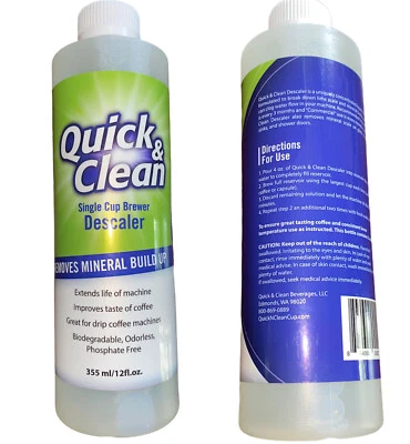 Quick & Clean Single Cup Brewer Descaler Remove Mineral Buildup 12oz Bottle - Image 1 of 4