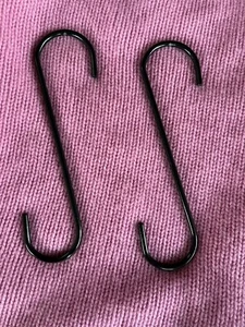 Metal Planter Hanging Hooks 2 Pk 8" Heavy Duty S-Hook Steel Outdoor Garden Decor - Picture 1 of 12