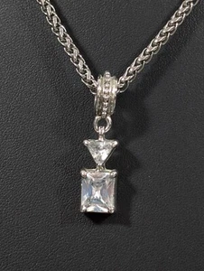 Premier Designs Clear Triangle Rectagle CZ Silver Tone Magnetic Clasp necklace - Picture 1 of 11