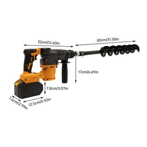 SDS Plus Electric Rotary Hammer Drill Cordless w/ Drill Bit & Battery 2 Mode 21V - Picture 1 of 24
