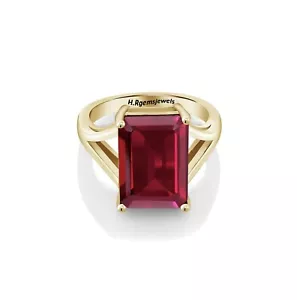 Ruby Ring Lab Created Ruby Ring 925 Sterling Silver With 18k Gold Plated Ring - Picture 1 of 4