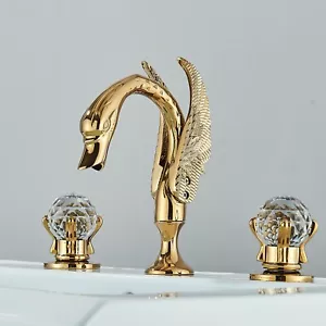 Gold Swan 8 in Widespread Bathroom Sink Faucet 3 Holes Vanity Basin Mixer Tap - Picture 1 of 10