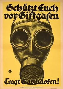 Poster German WWI Propaganda Gas Mask Gothic Chemical Warfare WW1 Soldier War - Picture 1 of 4