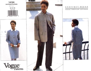 VOGUE Misses Jacke, Kleid & Hose Geoffrey Beene Muster 1434 Größe 12-16 UNGESCHNITTEN - Bild 1 von 2