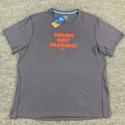 Camisa Brooks Para Hombres Gráfico de Distancia Manga Corta Gris Talla XXL Foto 1 de 4