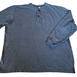 Faded Glory Henley Shirt Mens 2XL XXL Gray Long Sleeve Cotton Knit Free Ship - Picture 1 of 9