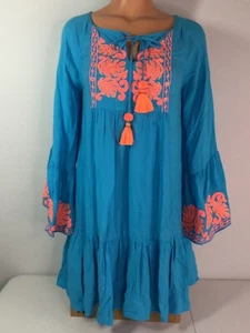 LILLY PULITZER Royal Blue & Coral Top / Beach Cover. Length 33”. Size XS. - Picture 1 of 7