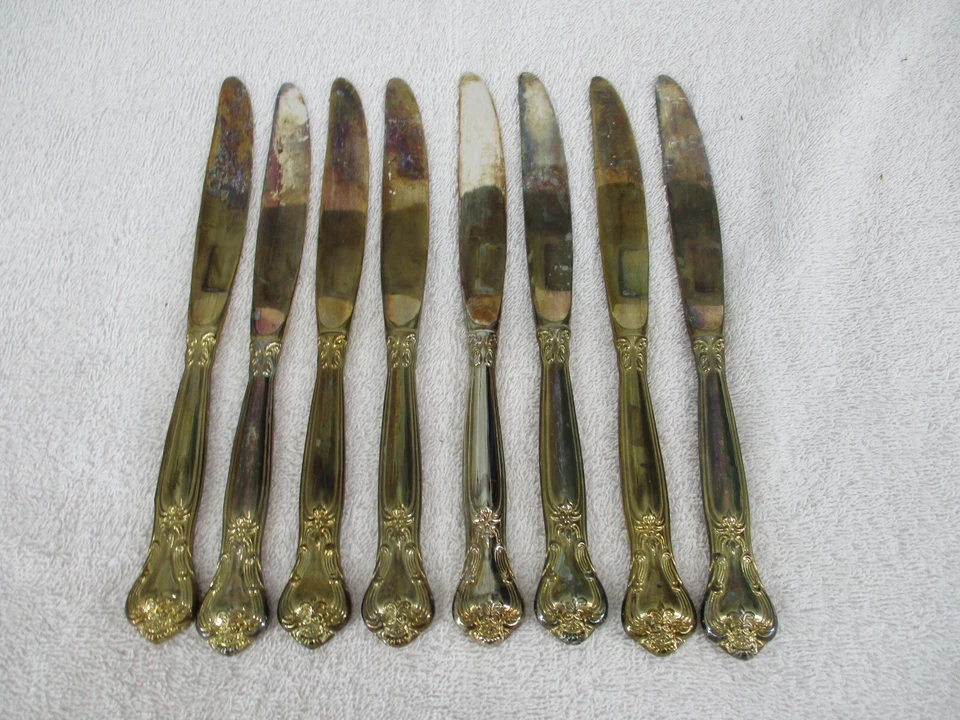 Juego de 8 cubiertos de cena Godinger Knives Grand Master Gold Electroplate 9 pulgadas Foto 1 de 4