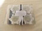 White Snowflake Candle Set x 4 Shiny Set New Silver Top Glistening Candles