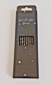 10 PACK GOLD FOIL STAR STRAWS BLACK GOLD PAPER CHRISTMAS BIRTHDAYS PARTIES - Picture 1 of 2
