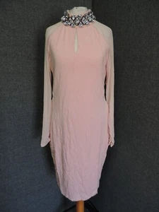 Venus Embellished Long Sleeve Bodycon Dress Pink UK 14/16 LN027 DD 03 - Picture 1 of 5