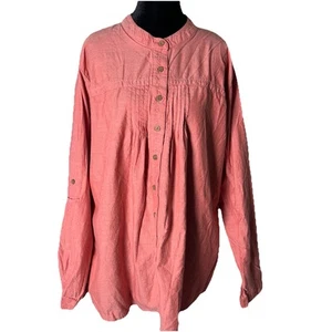 Woolrich Women's Button Front Cotton Relaxed Fit Shirt Blouse XXL Salmon color - Picture 1 of 8