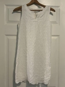 Vineyard Vines Girls White Floral Eyelet Dress Size 14 Sleeveless LN - Picture 1 of 7