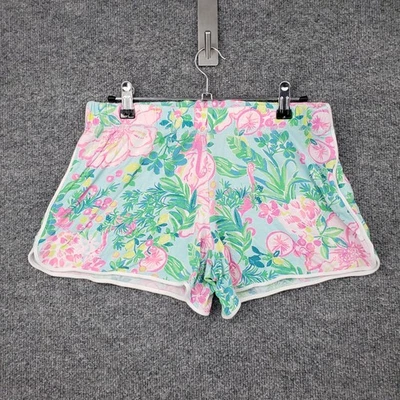Lilly Pulitzer Pajama Shorts Womens Small Pink PJ Knit Flamingo Floral Sleepwear - Image 1 of 4
