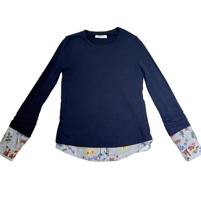 Camisa Pullover Bailey/44 Pequeña Hecha en EE. UU. Viscosa/Lana/Algodón Floral Rayas Foto 1 de 4