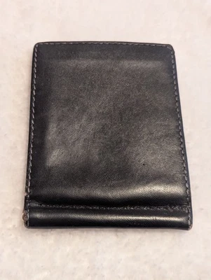 Cartera de cuero vintage Bosca para hombre doble pliegue negra clip para dinero arnés real cuero Foto 1 de 4