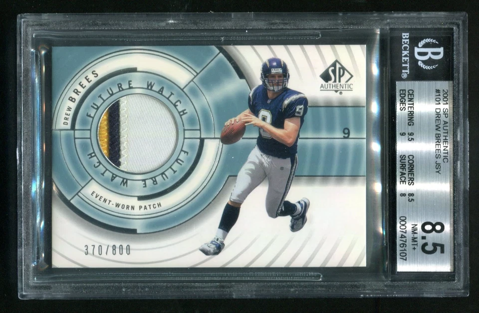 2001 SP Authentic Drew Brees Future Watch RC Patch 370/800 BGS 8.5 NM-MT+ - Image 1 of 2