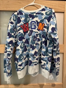 BAPE Light Blue Camo Crewneck A Bathing Ape Sweatshirt Men's Size Large - Picture 1 of 3