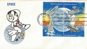 1981 FDC, #1913-1914 & 1917-1918, 18c Space Achievement, Ellis Animated Art, B4 - Picture 1 of 1