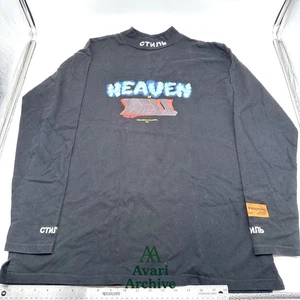 Heron Preston Heaven Or Hell Graphic Mock Neck Long Sleeve Shirt Size Medium - Picture 1 of 7