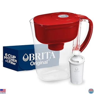 Water Filter Pitcher 6-Cup BPA Free with 1 Standard Filter, Lasts 2 Months - Picture 1 of 6