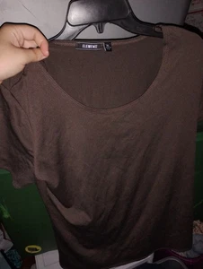 elementz xl blusa marrone t-shirt maglietta basic donna poliestere capsule guardaroba - Foto 1 di 1