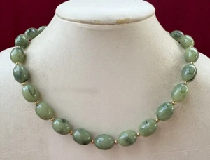 Vintage Joan Rivers Faux Jade Lucite Gold Tone Beaded Necklace Signed 19" - Picture 1 of 4