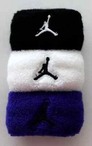 Nike Jordan Terry Ponytail Hair Ties 3 Pack JumpMan Black/White/Dark Concord - Picture 1 of 3