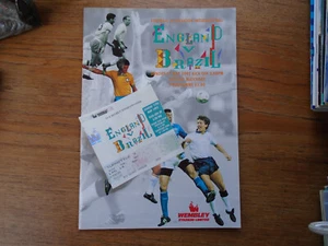 1992 May 17 England v Brazil Wembley with Ticket - Picture 1 of 1